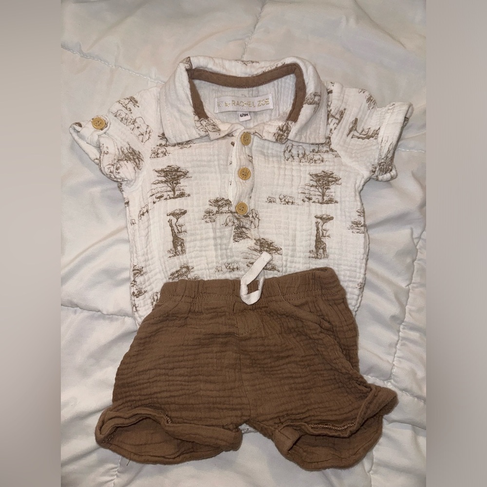 6-9M Rachel Zoe onesie & shorts